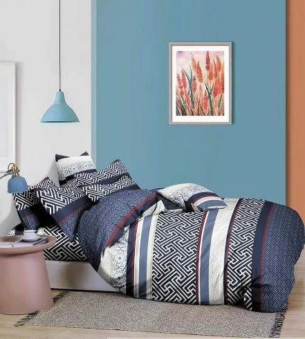 طقم  سرير كبيرقطن تركي المجد كبير مقاوم للبقع متعدد الالوان مكون من 4 قطع