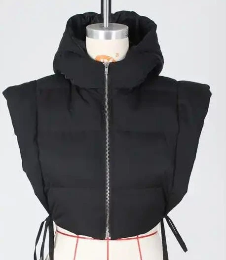 Angustic puffer vest with a short winter zipper in a warm color