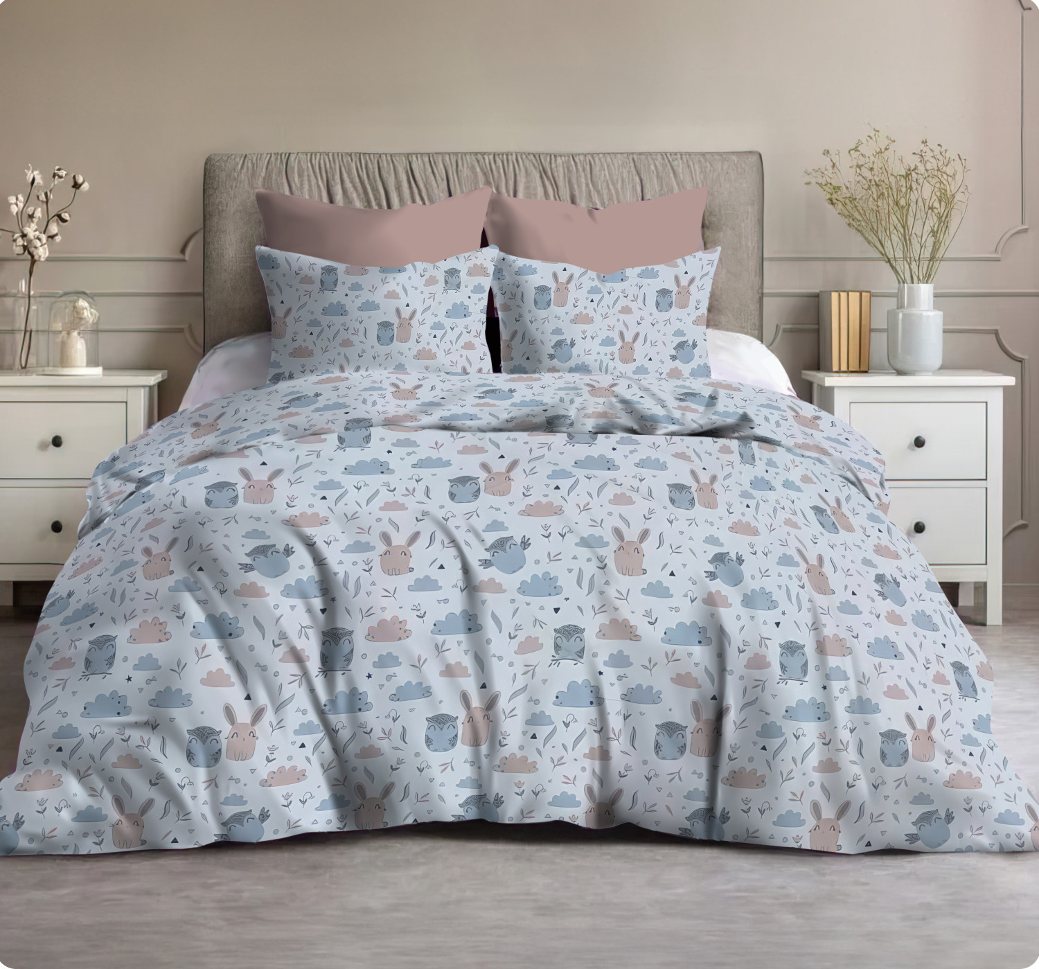 طقم سرير كبير كنج - 4 قطع 240x260 مع 1كيس مخده 170 سم 2 كيس خداديه - 52x72 سم'.