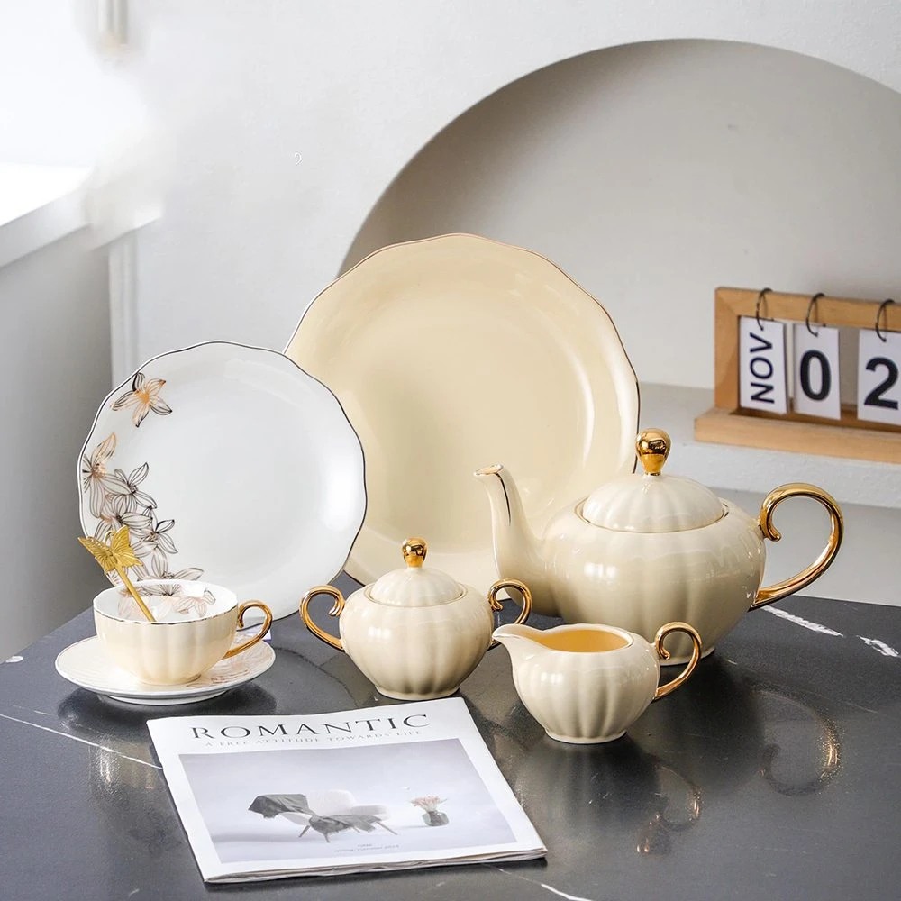 طقم شاى و جاتو 30 قطعه – Light Biege