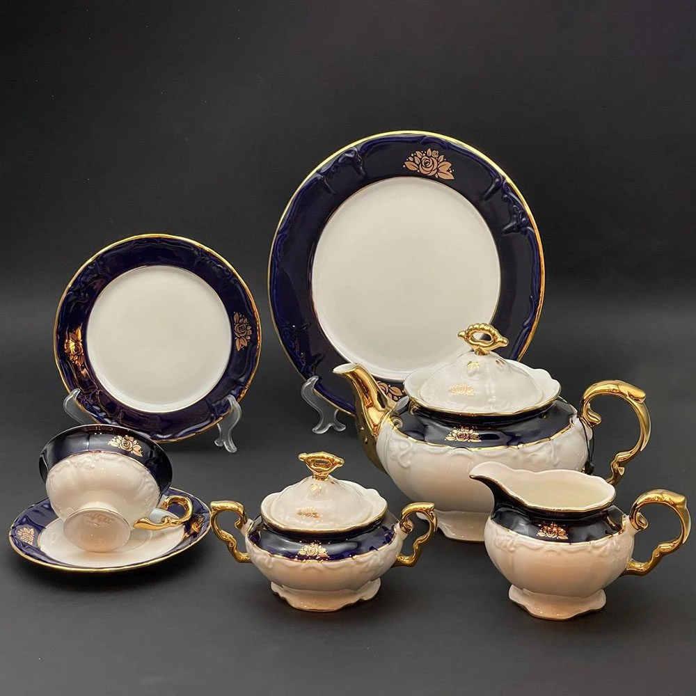 طقم شاى و جاتو كحلي – 24 قطعة