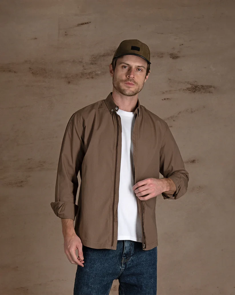قميص رجالي Brown Regular Fit Cotton shirt