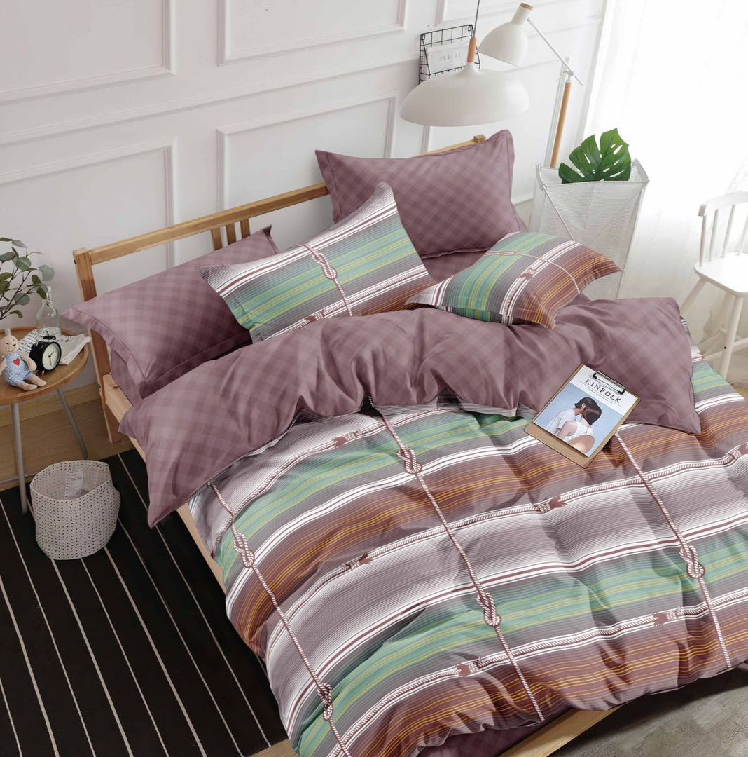 طقم ملايات بيور مكون 4 قطع 2.4 متر ×2.6 مع كيس مخدة 1.6 و2 خدادية 50×75 سم، قطن