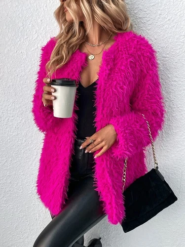 Fluffy open front coat