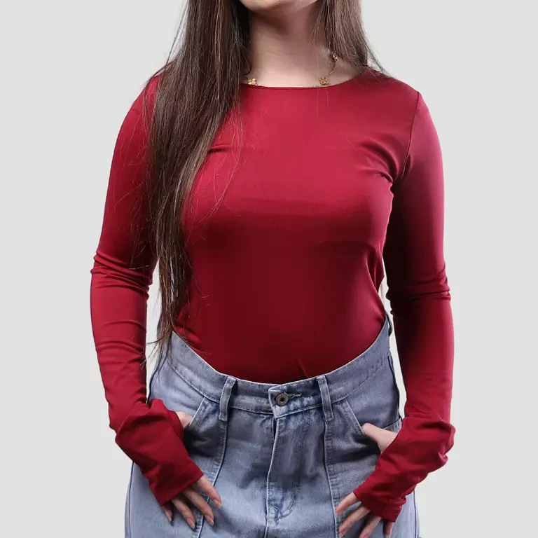 Round Neck Long Sleeves With Finger Hole
