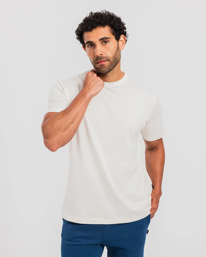 تيشيرت رجالي بيزك نص كم سادة