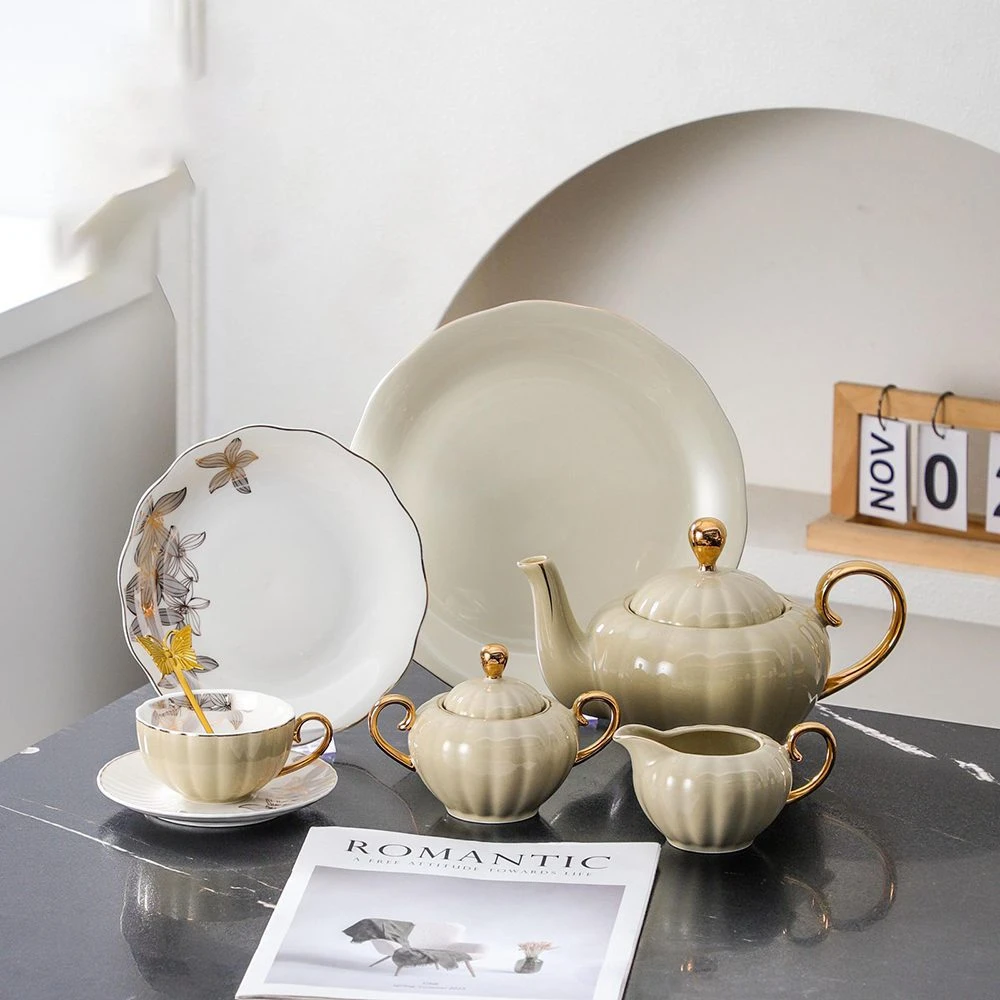 طقم شاى و جاتو 30 قطعه – Dark Biege