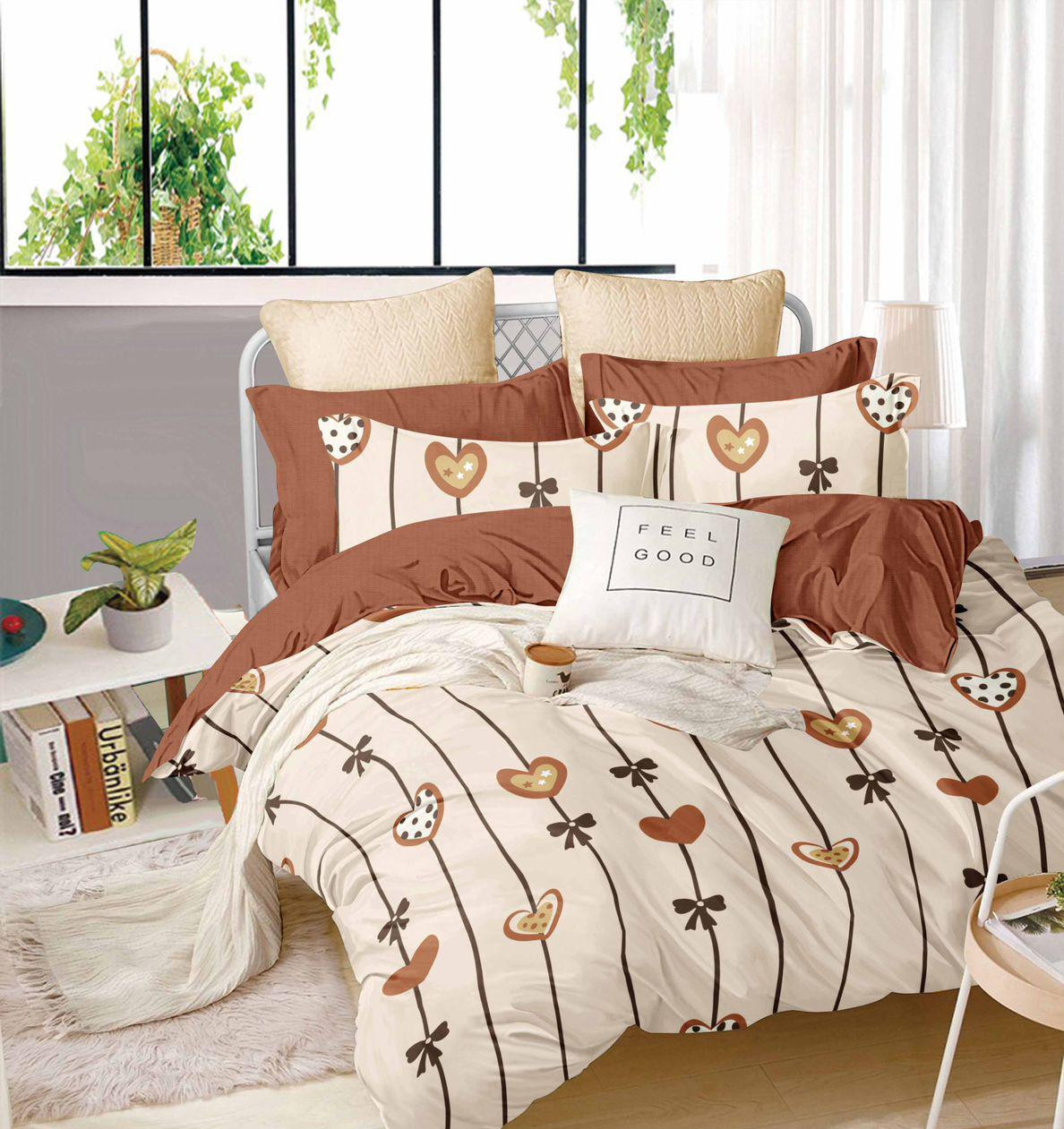 طقم ملايه قطن لسرير -6 قطع ملايه 190x240 مع 2كيس مخده 120 سم مع 2 كيس خداديه - 50x70 سم -