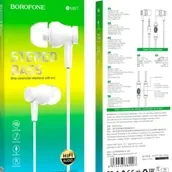 Borofone Wired Earphones Compatible With All Devices With Microphone - White, Model Bm67, From Borofone, In-ear