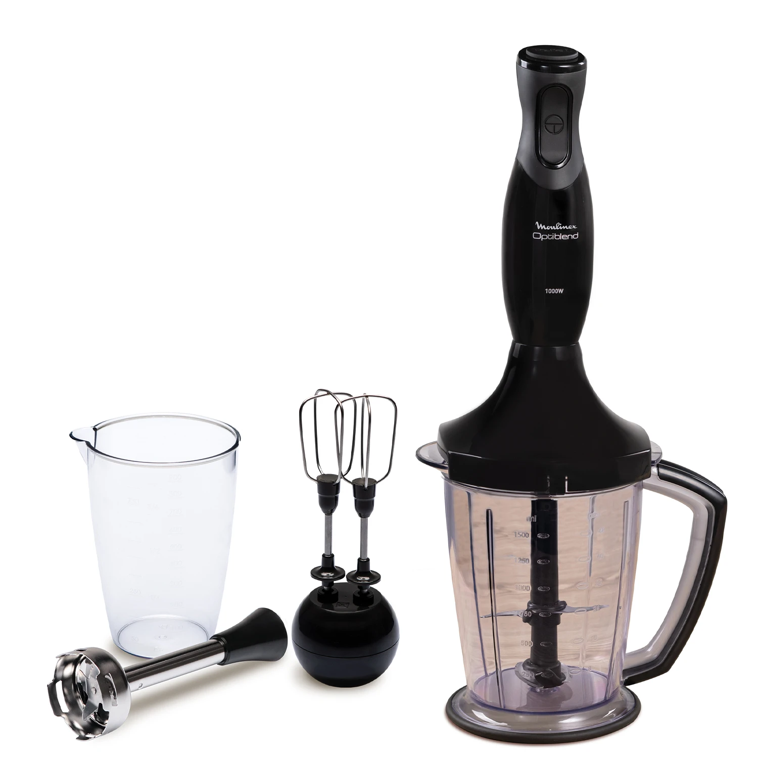 طقم خلاط يدوي اوبتيبليند من مولينكس ،  ، سعة الكبة 1.5 لتر اسود