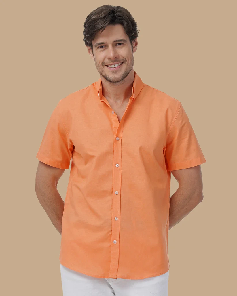 قميص  رجالي Orange Linen shirt