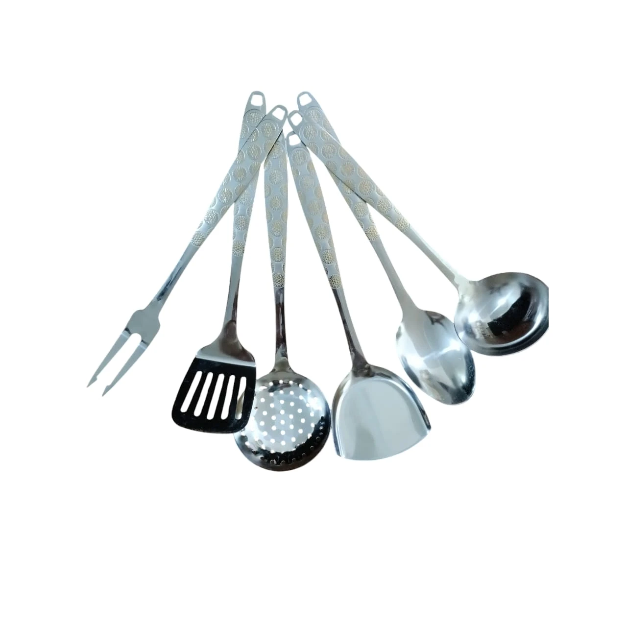 كارت توزيع استانلس استيل بنقش ذهبى 6 قطعه